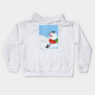 Penguins Play in the Snow Kids Hoodie